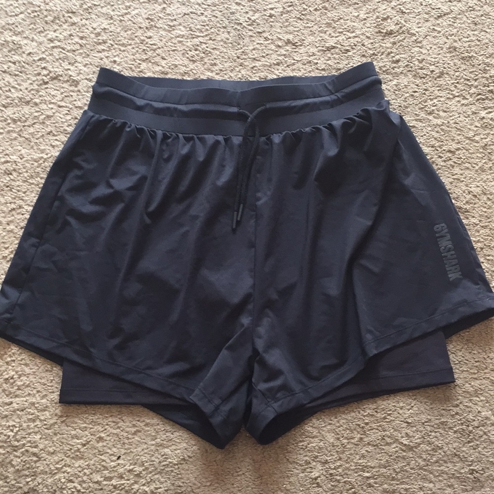 Gymshark Women's Navy Blue Layered Running Shorts
